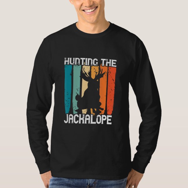 Jakt på Jackalope Retro Kryptozoologi Kryptid T Shirt (Framsida)