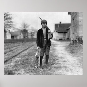 Jakt på kaniner, 1908. Gammalt foto Poster