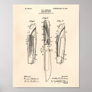 Jakt på Knivar 1903 Patent Art Old Peper Poster