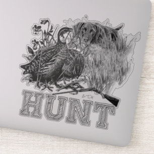 Jakt på vaktel med jakt på hund klistermärken