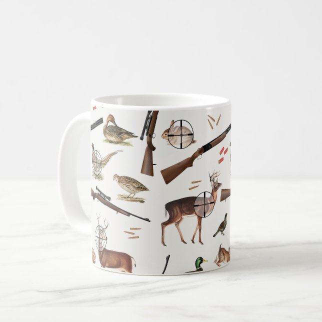 Jakt på vilda djur Utomhusman Pattern Kaffemugg (Framsida vänster)