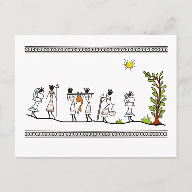 jakt_people_saura_Indian_Tribal_Painting Vykort (Framsida)