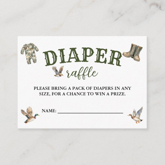 Jakt Pojke Baby Shower Blöja Lotteri Tilläggskort (Framsida)