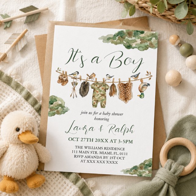 Jakt Pojke Baby Shower  Inbjudningar (Skapare uppladdad)