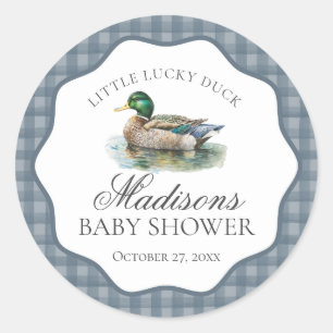 Jaktandjakt Rutig Pojke Baby Shower Seal Runt Klistermärke