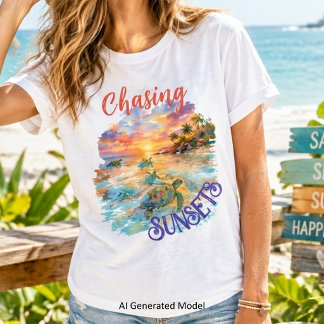 Jaktar solnedgångar Grafisk T-shirt | Sommarstrand