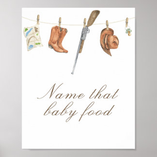 Jaktbaby shower - namnge den där barnmaten poster