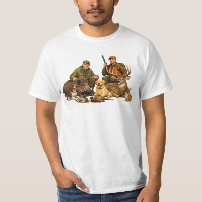 Jaktbyte med hundar present till utomhusjägare t shirt (Framsida)