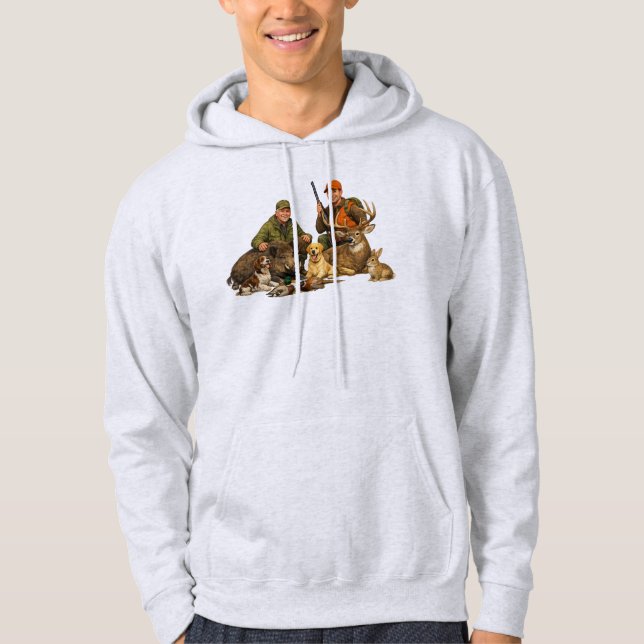 Jaktbyte med hundar utomhus jägare present hoodie (Framsida)