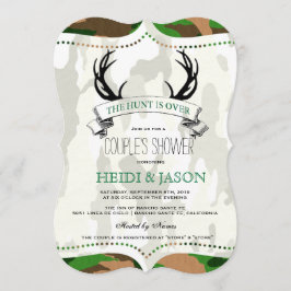 "Jakten är över" Rustikalt kamouflagepar Shower Inbjudningar