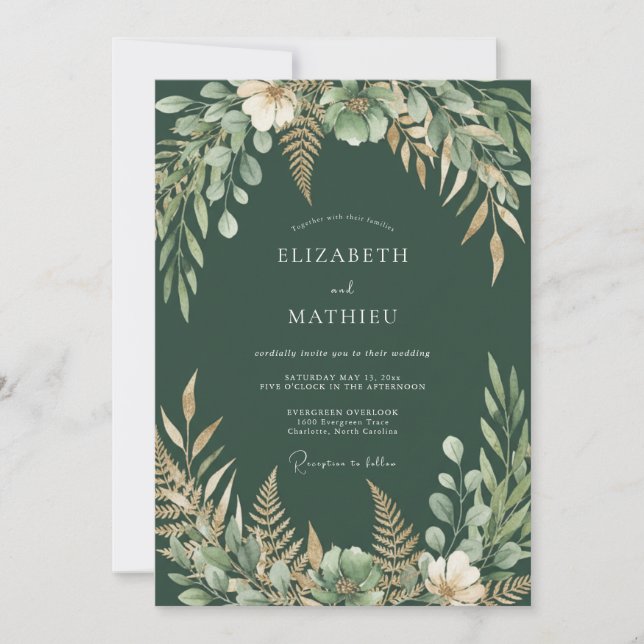 Jaktfernbladbröllop Inbjudningar (Framsida)