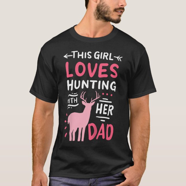 Jaktflicka Med Sin Pappa Fars T Shirt (Framsida)