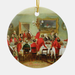 Jaktfrukosten, ungkarl Hall, 1836 (olja på Julgransprydnad Keramik