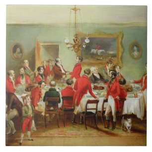 Jaktfrukosten, ungkarl Hall, 1836 (olja på Kakelplatta