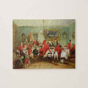 Jaktfrukosten, ungkarl Hall, 1836 (olja på Pussel