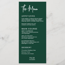 Jaktgrön klassisk elegant bröllop meny