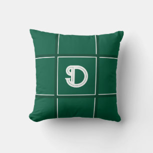 Jaktgrön och vit dekorativ initial kudde