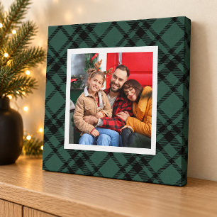 Jaktgrön Tartan Rutig Mönster Jul Foto Canvastryck