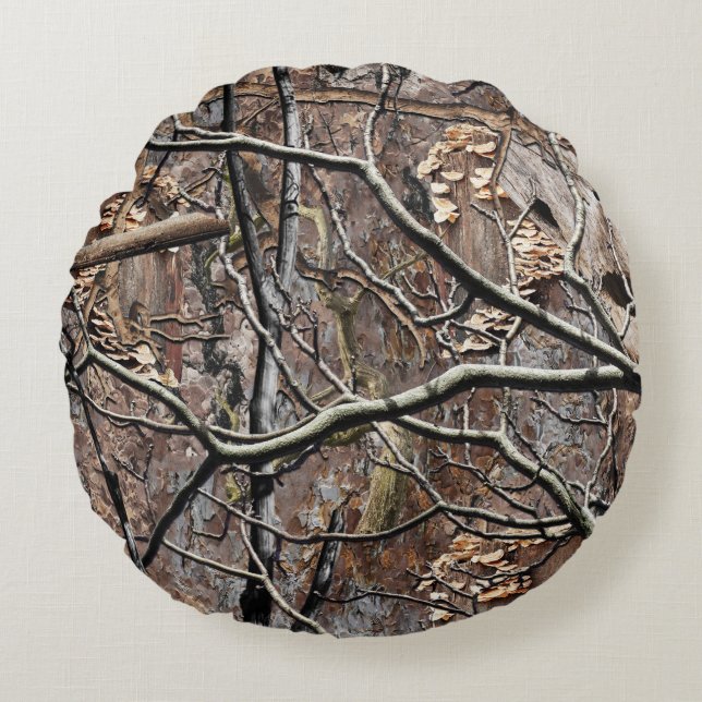 Jaktkamouflage Mönster 8 Rund Kudde (Framsidan)
