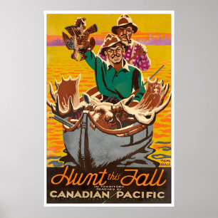Jaktkonst Kanada Resaaffisch Moose Jägare Poster