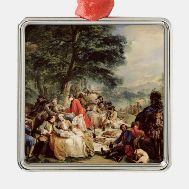 Jaktlunchen, 1737 julgransprydnad metall (Framsidan)