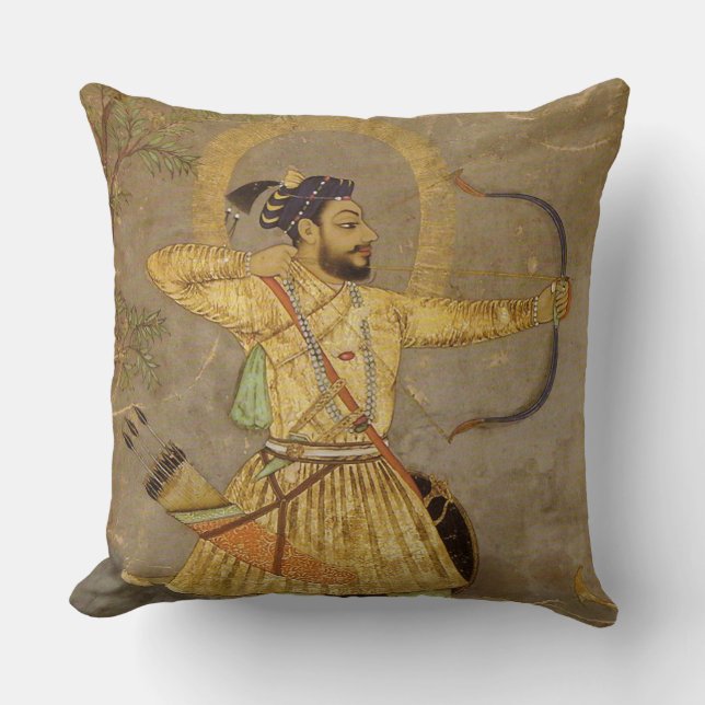 JaktMaharaja Guld/TaupeMughal dekorativ kudde (Framsida)