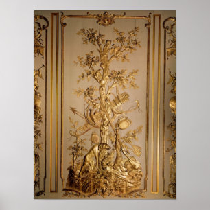 Jaktscen, träpaneler från matning poster