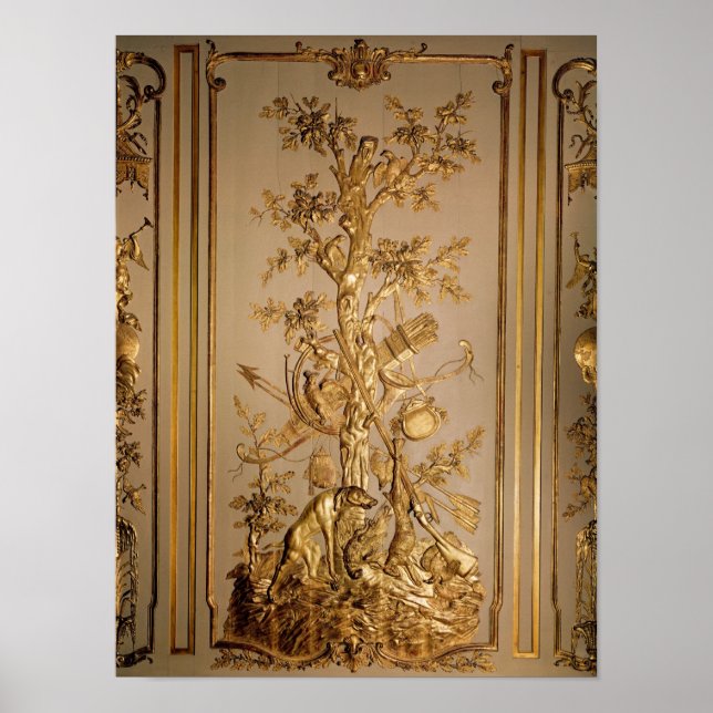 Jaktscen, träpaneler från matning poster (Framsidan)