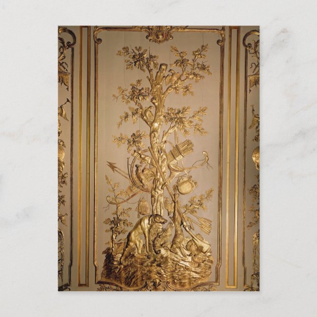 Jaktscen, träpaneler från matning vykort (Framsida)