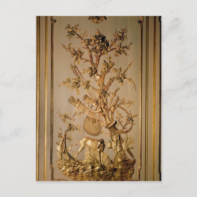 Jaktscen, träpaneler från matsalar vykort (Framsida)