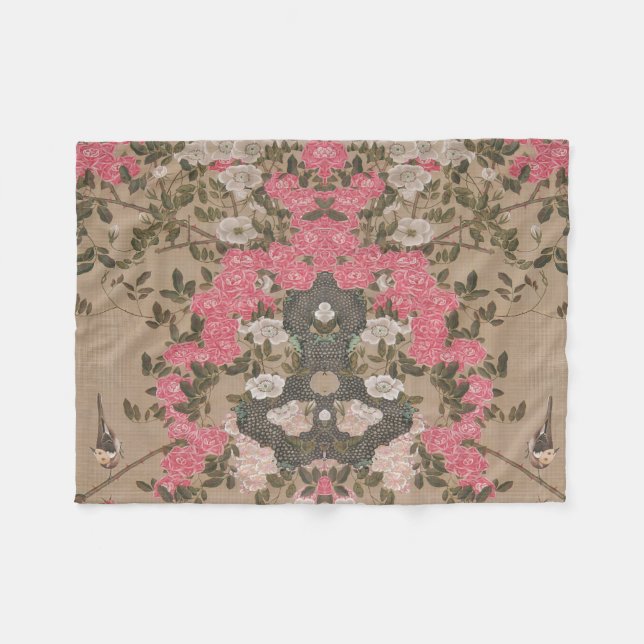 Jakuchu Rose Harmony Fleece Blanket (Framsidan (Horisontell))
