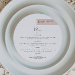 JALAINE Modern  Guest Namn Round Dinner Menu Meny<br><div class="desc">Den här rundmiddagsmenyn har en  modern minimalistisk design och ett eget namn för varje gäst. Den här menyn är perfekt för alla enkla och klassiska händelser. Justera enkelt färg efter dina önskemål.</div>