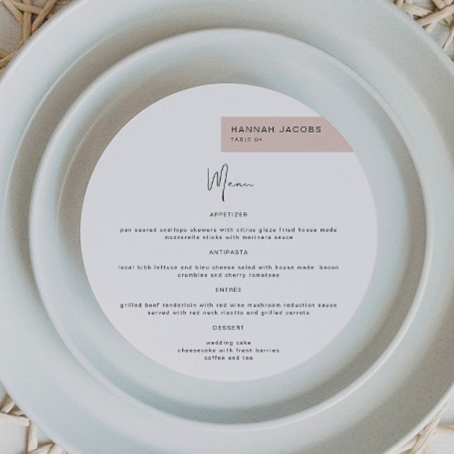 JALAINE Modern  Guest Namn Round Dinner Menu Meny (Skapare uppladdad)