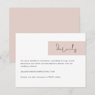 JALAINE Modern Information Card för Rosa Bröllop Inbjudningar