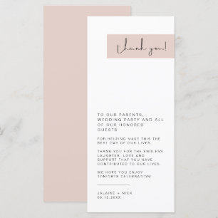 JALAINE Modern  Rosa Bröllop Plate Tack Meny