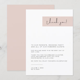 JALAINE Modern  Rosa Bröllop Plate Tack Meny