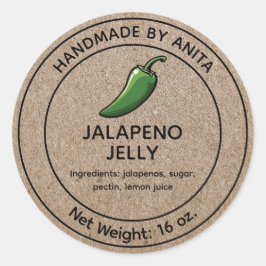 Jalapeno Jelly Canning Burk Label Kraft Papprare S Runt Klistermärke