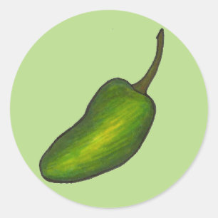 Jalapeno Pepper Spicy Hett Grönt Jalapenos Veggie Runt Klistermärke