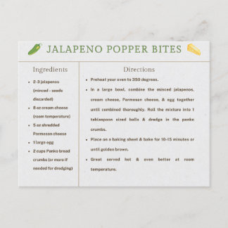 Jalapeno Popper Bites Thanksgiving Receptkort Vykort