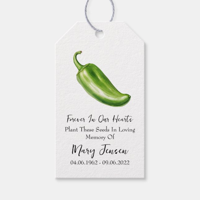 Jalapeno Seed Packet Memorial Funeral Presentetikett (Framsidan)