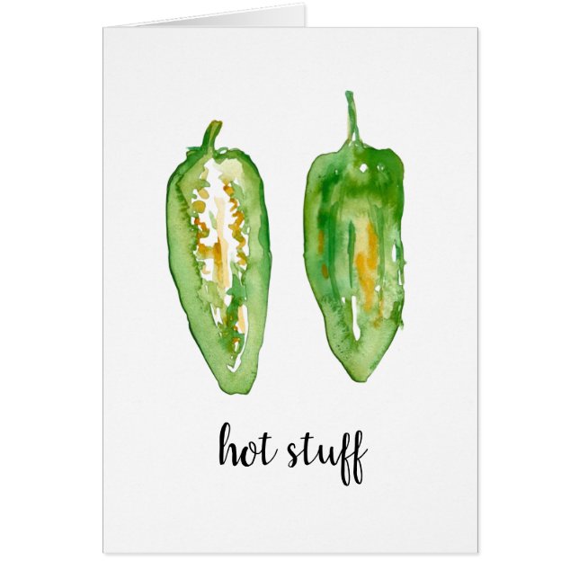 Jalapeño Watercolor Skriv ut hälsningskort (Framsidan)