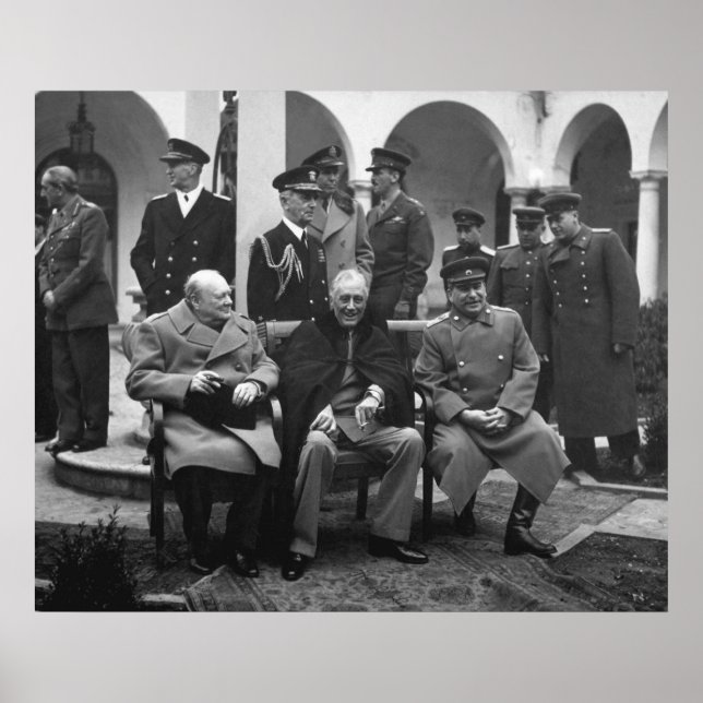 Jaltakonferensen Roosevelt Stalin Churchill 1945 Poster (Framsidan)