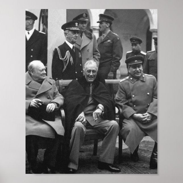 Jaltakonferensen Roosevelt Stalin Churchill 1945 Poster (Framsidan)