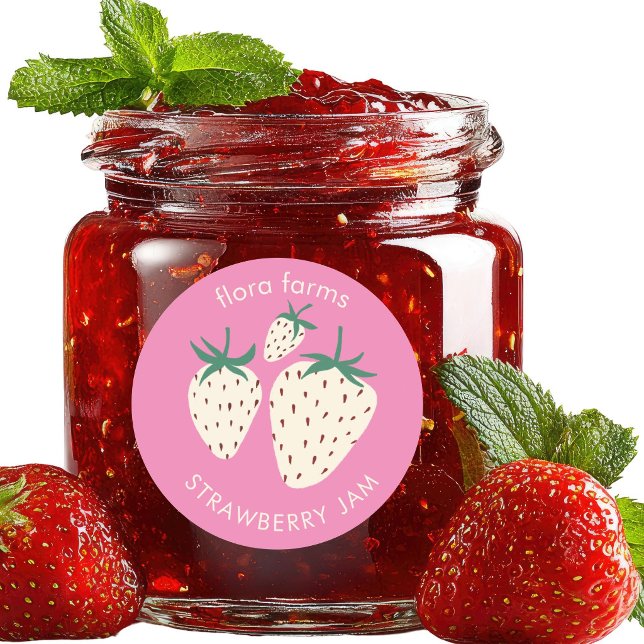 JAM ETIKETT Vit Jordgubbe Pineberry Anpassad (JAM LABEL White Strawberry Pineberry Custom Sticker
)