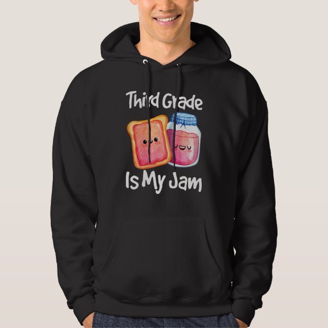 Jam & Toast Third Grade Is My Jam 3:e klass Hoodie (Framsida)