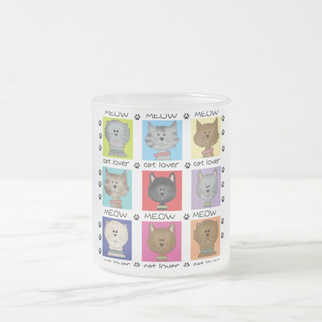 Jama kattälskareTshirts och gåvor Frostad Glasmugg (Center)