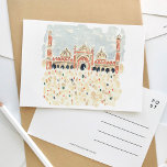 Jama Masjid Delhi India Muslim Watercolor Travel Inbjudan Vykort<br><div class="desc">Ett vackert målat vykort för vattenfärgsresor med den muslimska moskén Jama Masjid i Delhi,  Indien.</div>