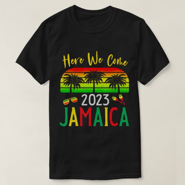 Jamaica 2023 Här är vi Kom som matchar familjejord T Shirt (Design framsida)