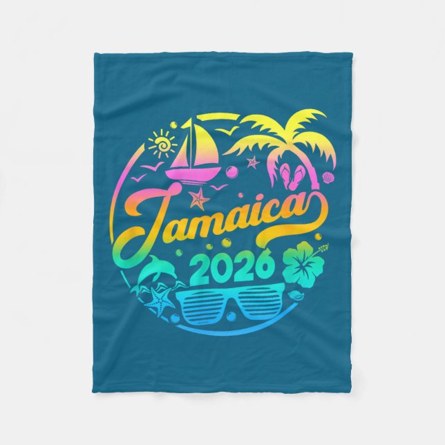 Jamaica 2026 Family Vacation Beach Matching Group  Fleecefilt (Framsidan)