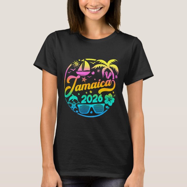 Jamaica 2026 Family Vacation Beach Matching Group  T Shirt (Framsida)